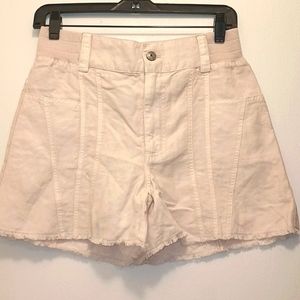 MARRAKESH BEIGE LINEN SHORTS WITH FRINGE DETAILS